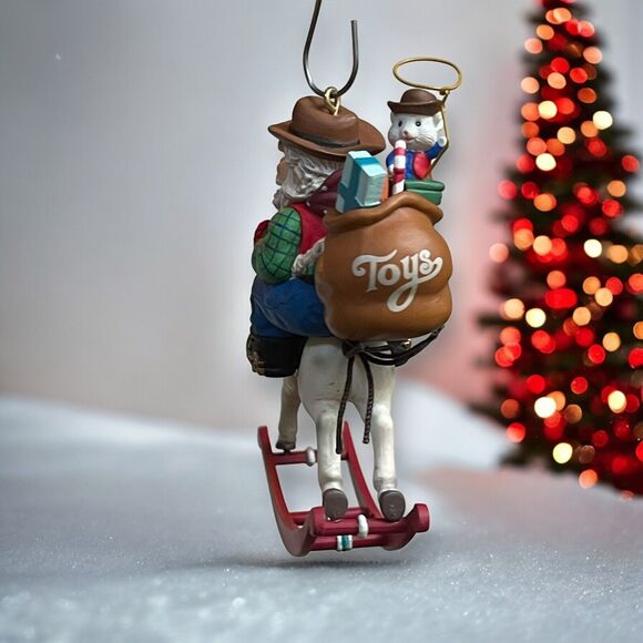NIB Vtg. 1994 "Rockin' Ranger" Cowboy Santa On Rocking Horse Christmas Ornament - Picture 3 of 9